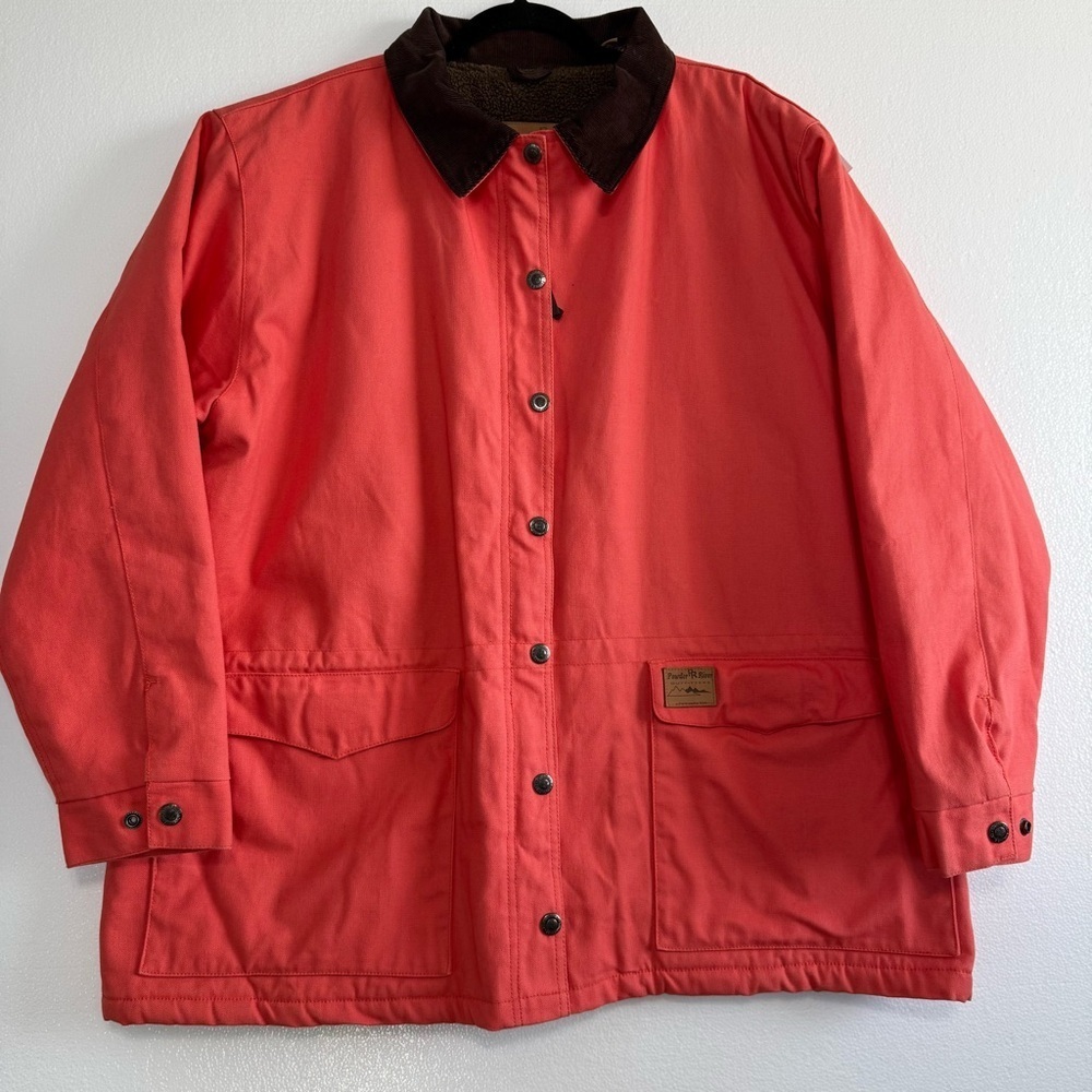 Powder River Panhandle Western Barn Jacket Size  XXL Orange Canvas Sherpa Lined